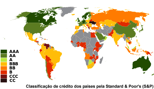 Classificação de crédito dos países pela Standard & Poor's (S&P)